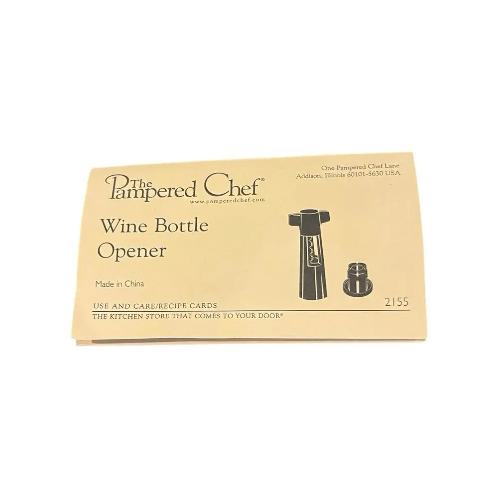 PAMPERED CHEF Wine Bottle Corkscrew Opener Black RETIRED 2155